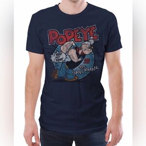 Tee Luv Popeye I Yam What I Yam The Sailorman T-Shirt - Navy